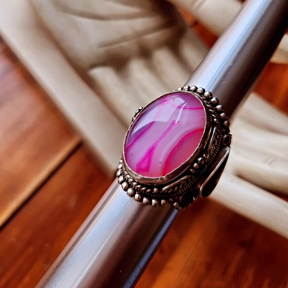 Agate, Lapis, Turquoise & Coral Gemstone Adjustable Statement Ring